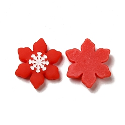 Красный Кабошоны из непрозрачной рождественской смолы, снежинка, красные, 22x20x5 мм