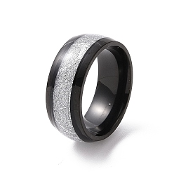 Electrophoresis Black Enamel Texture Flat Band Ring, 201 Stainless Steel Jewelry for Women, Electrophoresis Black, Inner Diameter: 17mm