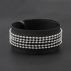 Silver 304 Stainless Steel Ball Chains Multi-strand Bracelet for Women, Silver, 7-1/8 inch(18cm)
