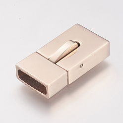 Розовое Золото Магнитные застежки, нержавеющая сталь 304, прямоугольные, розовое золото , 23x12x6 мм, отверстие : 3x10 мм