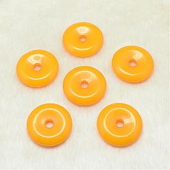 Gold Resin Pendants, Donut/Pi Disc, Gold, 25x6mm, Hole: 5mm