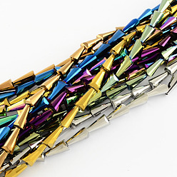 Mixed Color Electroplate Glass Bead Strands, Faceted Cone, Mixed Color, 11x6x5mm, Hole: 1mm, about 50pcs/strand, 21.7 inch