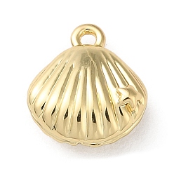 Shell Shape Brass Pendant, Marine Animal Charm, Golden, Shell Shape, 10x9x4mm, Hole: 1mm
