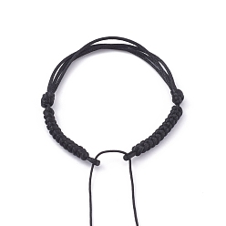 Черный Регулируемый плетеный нейлоновый браслет, с атласным шнуром с гусиным хвостом, чёрные, 6-1/4~9-1/8 дюйм (16~23 см)
