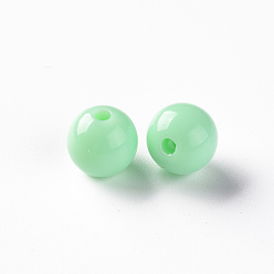 Aquamarine Opaque Acrylic Beads, Round, Aquamarine, 10x9mm, Hole: 2mm, about 940pcs/500g
