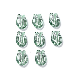 Vert mer Foncé Placage perles acryliques transparents, métal enlacée, tulipe, vert de mer foncé, 16x11.5x7mm, Trou: 2mm, environ670 pcs / 500 g