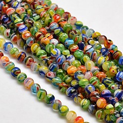 Coloré Rondes verre de millefiori perles brins, colorées, 6mm, Trou: 1mm, Environ 67 pcs/chapelet, 14.7 pouce