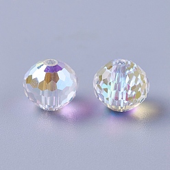 Clair AB Imitations de perles de cristal autrichien, k 9 verre, ronde, facette, clair ab, 8x7mm, Trou: 1.5mm
