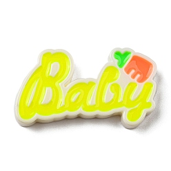 Yellow Opaque Resin Enamel Cabochons, Word Baby, Yellow, 24x43x5.5mm