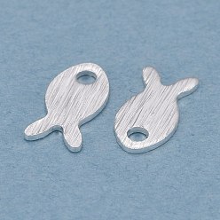 925 Sterling Silver Plated Brass Charms, Fish, 925 Sterling Silver Plated, 8x4x0.5mm, Hole: 1.2mm