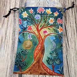 Árbol Bolsas con cordón para guardar cartas de tarot de terciopelo impreso, Rectángulo, para almacenamiento de artículos de brujería, árbol, 18x13.5 cm
