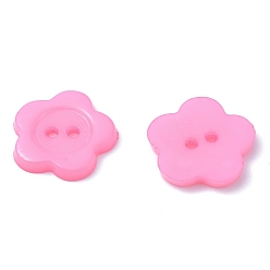 Pink Acrylic Sewing Buttons for Costume Design, Plastic Buttons, 2-Hole, Dyed, Flower Wintersweet, Pink, 22x2mm, Hole: 2mm