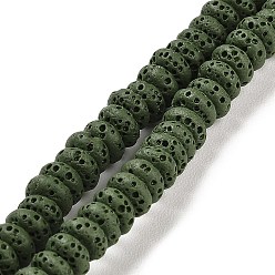 Dark Slate Gray Natural Lava Rock Dyed Beads Strands, Rondelle, Dark Slate Gray, 6x3mm, Hole: 1.2mm, about 58pcs/strand, 7.87 inch(20cm)