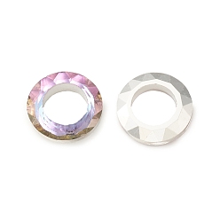 Ciruela Anillos de unión de vidrio electrochapado, anillo cósmico de cristal, anillo prisma, facetados, espalda plateada, anillo redondo, ciruela, 14x4 mm, diámetro interior: 8.5 mm