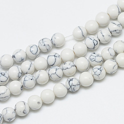 Howlite Chapelets de perles synthétiques howlite, ronde, 6mm, Trou: 1mm, Environ 67 pcs/chapelet, 14.96 pouce