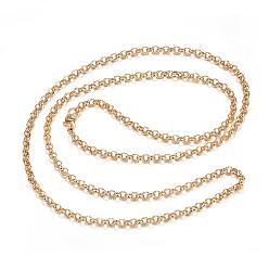 Oro 304 collares de acero inoxidable, Collares cadena rolo, dorado, 29.53x0.16x0.06 pulgada (75x0.4x0.15 cm)