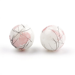 Pink Ébauches et perles de perles de verre peintes, ronde, rose, 4mm, Trou: 1.1~1.3mm, Environ 200 pcs/chapelet, 31.4 pouce