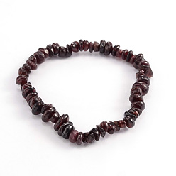 Grenat Pierre naturelle bracelets perles extensibles, diamètre intérieur: 1-7/8~2 pouce (4.8~5.2 cm)