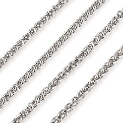 Stainless Steel Color 304 Stainless Steel Wheat Chains, with Spool, Stainless Steel Color, 4.8x3x0.8mm, about 82.02 Feet(25m)/roll