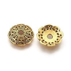 Antique Golden Tibetan Style Alloy Bead Caps, Lead Free and Cadmium Free, Antique Golden, 13x2.5mm, Hole: 2.5mm