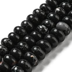Черный Синтетические окрашенные нити императорской яшмы, рондель, чёрные, 8~8.5x5~5.5 мм, отверстие : 1.2 мм, около 76~77 шт / нитка, 15.20''~15.47" (38.6~39.3 см)