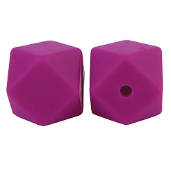 Средний Фиолетово-красный Восьмиугольные бусины из пищевого силикона, жевательные бусины для чайников, DIY уход за ожерельем, средне фиолетовый красный, 17 мм
