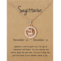 Sagittarius Alloy Constellation Pendant Necklaces, Golden, Sagittarius, 17.13 inch(43.5cm)