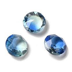 Sapphire Faceted K9 Glass Rhinestone Cabochons, Pointed Back, Flat Round, Sapphire, 8x4mm