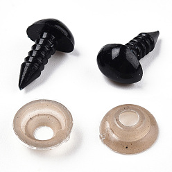 Noir Doigts de poupée en plastique artisanal, nez de sécurité, noir, 14x16mm, pin: 5~6 mm