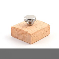 Wheat Wooden Sandpaper Grinding Block, with Stainless Steel Screw for Fixed Sandpaper Grinding Tool, Wheat, 4.5x4.5x3.2cm