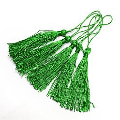 Vert Décorations polyester pompon, décorations pendantes, verte, 130x6 mm, gland: 70~90 mm