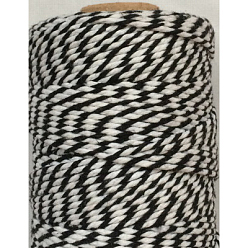Черный Хлопковый шнур макраме, витая хлопковая веревка, окрашенные, для поделок, Подарочная упаковка, чёрные, 2 мм, около 10.93 ярдов (10 м) / рулон