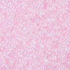 (RR265) Transparent Pale Pink AB Cuentas de rocailles redondas miyuki, granos de la semilla japonés, (rr 265) transparente rosa pálido ab, 11/0, 2x1.3 mm, Agujero: 0.8 mm, sobre 5500 unidades / 50 g