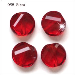 Rouge Foncé Imitations de perles de cristal autrichien, grade de aaa, facette, plat rond, rouge foncé, 10x5mm, Trou: 0.9~1mm