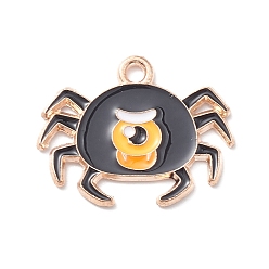 Spider Halloween Alloy Enamel Pendants, Golden, Spider, 17x21.5x1mm, Hole: 1.5mm