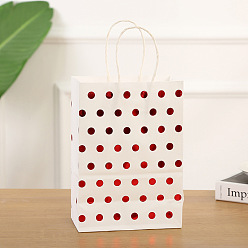 Roja Bolsas de papel rectangulares con patrón de lunares, con asas, para bolsas de regalo, rojo, 8x15x21 cm