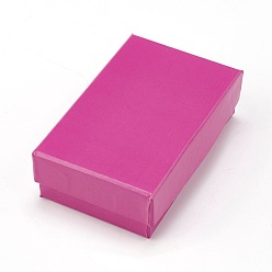 Rose Foncé Boîtes à pendentif / boucles d'oreilles en carton, 2 emplacements, avec une éponge noire, pour emballage cadeau bijoux, rose foncé, 8.4x5.1x2.5 cm