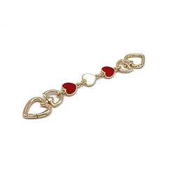 Dark Red Alloy Enamel Heart Bag Strap Extenders, with Swivel Clasps, for Bag Replacement Accessories, Light Gold, Dark Red & White, 17cm