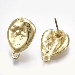 Light Gold Conclusions de boucle d'oreille en alliage, avec goupilles et boucle en acier, or et de lumière, 18x12.5mm, trou: 1.6 mm, broches: 0.7 mm