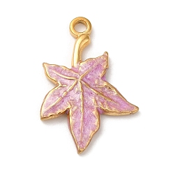 Flamingo 304 Stainless Steel Enamel Pendants, Real 18K Gold Plated, Maple Leaf Charm, Flamingo, 22x15x2mm, Hole: 1.6mm