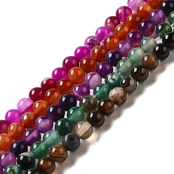 Mixed Color Natural Agate Strands, Dyed, Round, Mixed Color, 14mm in diameter, Hole: 1mm