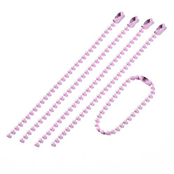 Perlas de Color Rosa Cadenas de bolas de hierro pintado con spray, cadenas de etiquetas, rosa perla, 117x2.5 mm