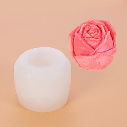 White Rose Flower Shape DIY Candle Silicone Molds, for Scented Candle Making, White, 7.5x6.5cm