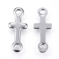 Stainless Steel Color 304 Stainless Steel Links connectors, Sideways Cross, Stainless Steel Color, 18x7x1.5mm, Hole: 2mm