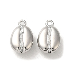 Real Platinum Plated Brass Charms, Bean Charm, Real Platinum Plated, 11.5x7x4mm, Hole: 1.2mm
