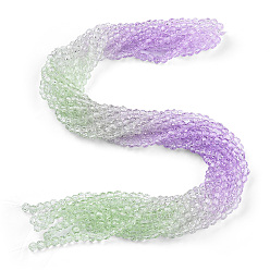 Lilas Chapelets de perles en verre transparentes  , perles multicolores segmentées, à facettes (32 facettes), ronde, lilas, 4~4.5mm, Trou: 1mm, Environ 90~95 pcs/chapelet, 13.98'' (35.5 cm)