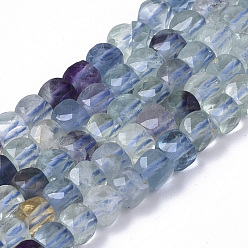 Fluorite Natural Fluorite Beads Strands, Faceted, Cube, 4~4.5x4~4.5x4~4.5mm, Hole: 0.8mm, about 110pcs/strand, 15.55 inch(39.5cm)
