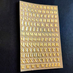 Golden Self Adhesive Alloy Stickers, Metal Scrapbooking Stickers, Capital Letter A~Z, Golden, Letter: 0.3cm