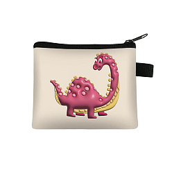 Pale Violet Red Polyester Wallets with Zipper, Change Purse, Clutch Bag for Women, Rectangle with Dinosaor, Pale Violet Red, 22x13.5cm