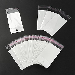 Белый Прямоугольные целлофановые пакеты opp с отверстием для подвешивания, белые, 11.5x5 см, односторонний толщина: 0.1 mm, внутренней меры: 6.6x5 см, отверстие : 6 мм
